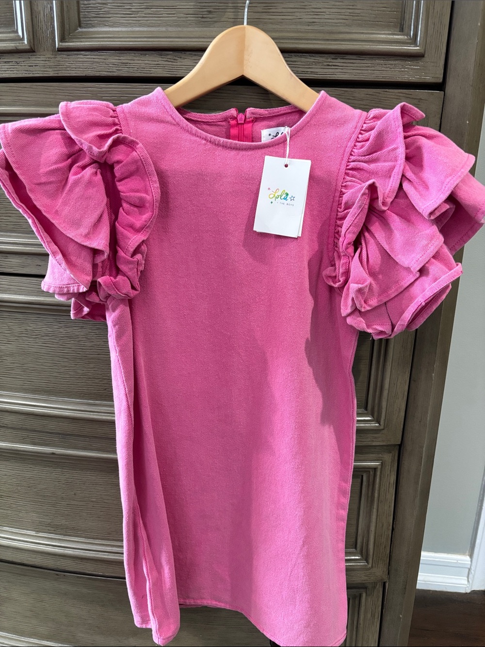 Lola + The Boys Pink Ruffle Sleeve Casual Dress